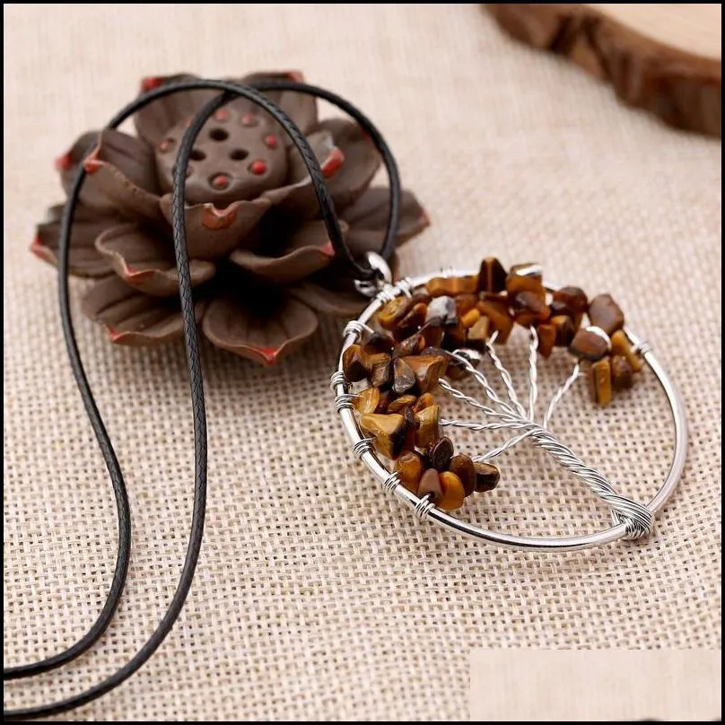 natural stone pendant jewelry pure manual life tree necklace ms natural stone pendant necklace