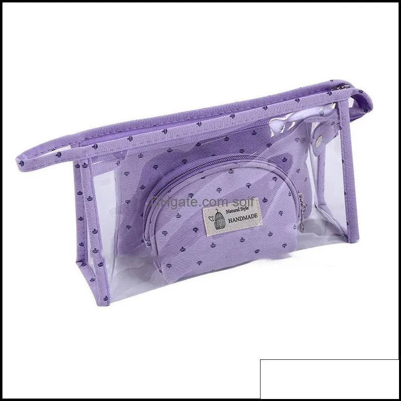 Woman Cosmetic Package PVC three-piece Transparent Waterproof Wash Bag Cosmetic Bags Travel Cosmetic Storage Bag 18 p2