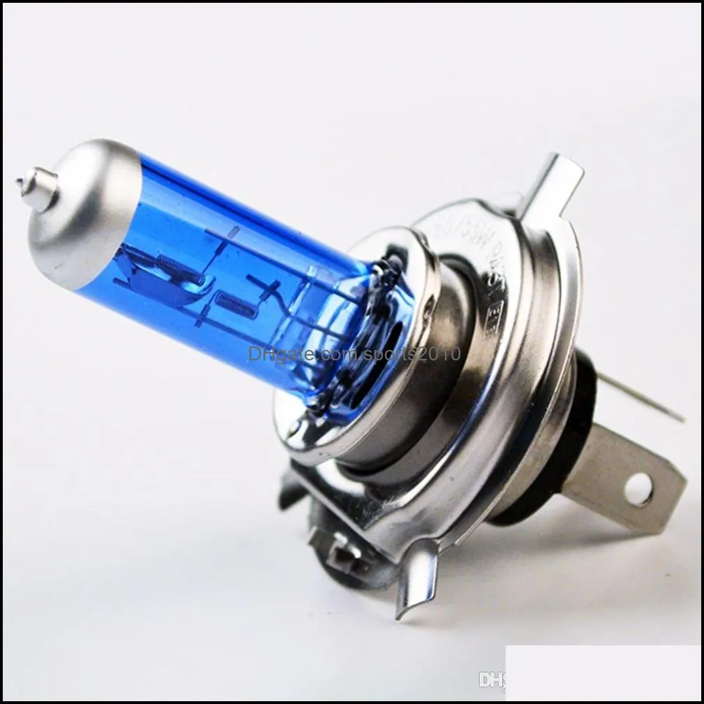 1 pair 12v 60/55w h4 halogen lamp 5000k headlight bulb xenon dark blue glass auto headlight super white shipping