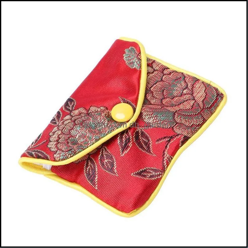 jewelry pouches bags 24 in 1 small box red bag embroidered silk cloth coin purse brit22