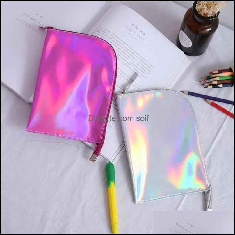 Creative New Pattern Laser Pencil Bag Colour Simplicity Student Cosmetic Bag Large Capacity Envelope Pen Storage Case New Style 7zbH1