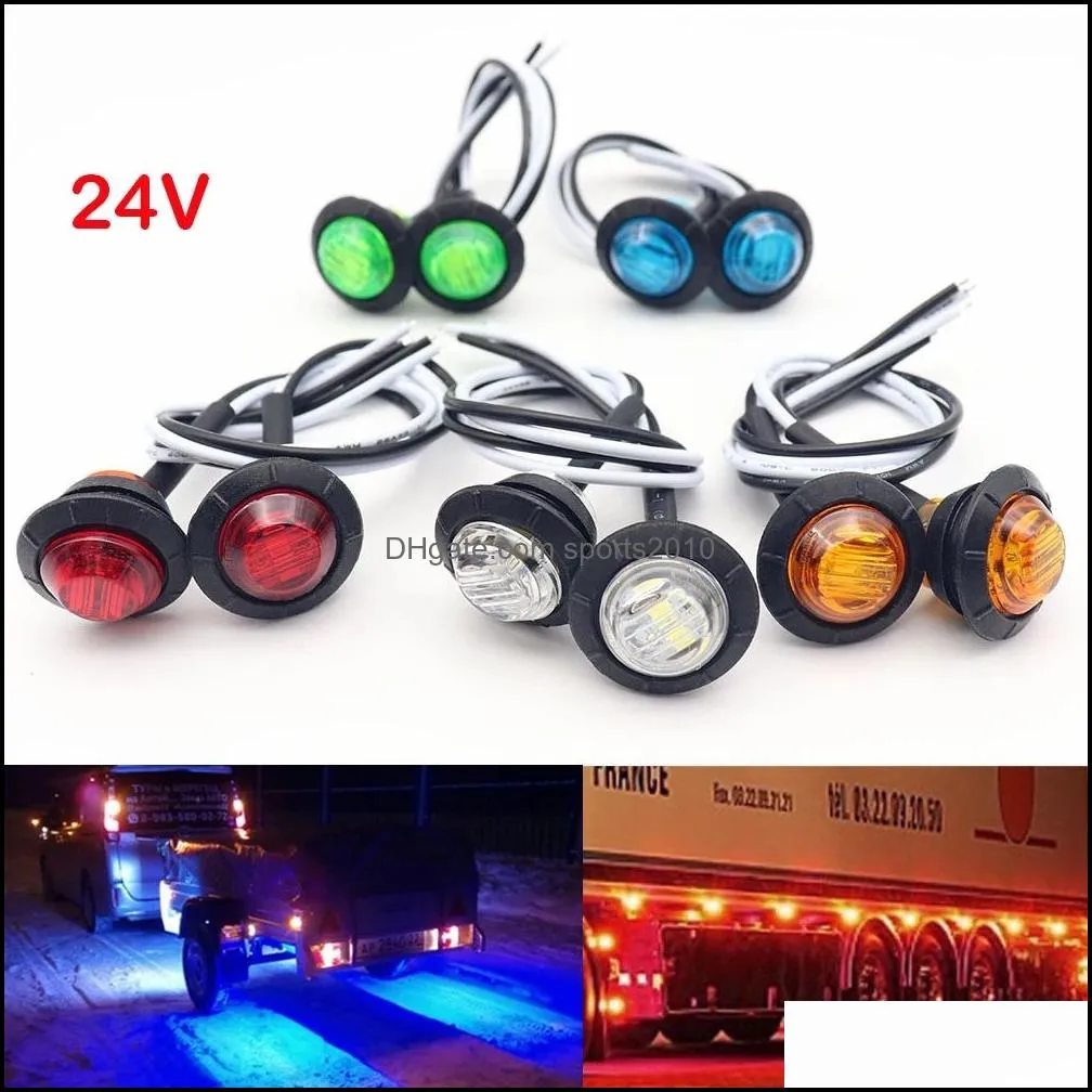 10x 3/4 inch round bulbs led front rear side marker indicators light waterproof bullet clearance 12v for car truck