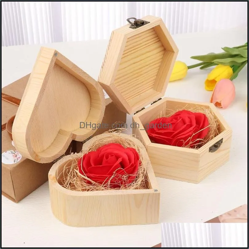 jewelry pouches bags gift birthday wooden wedding supplies rose soap flower valentines day ring box brit22