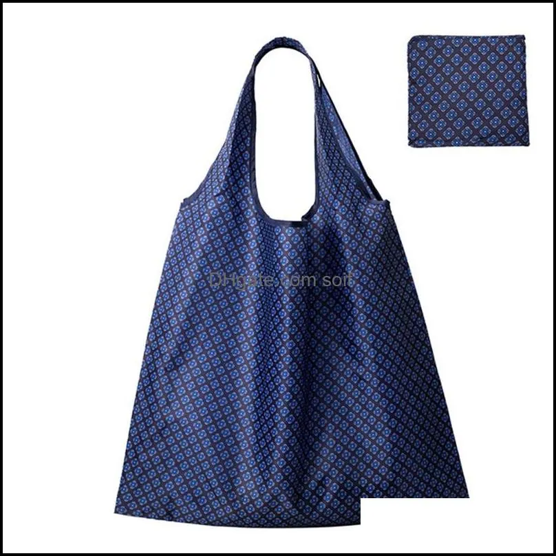 Shopping bag large printing polyester environmental protection folding bags handbag Home Storage 58*65cm 788 B3