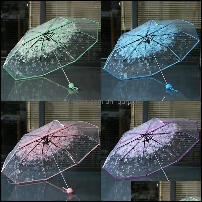 jewelry pouches bags automatic umbrella transparent cherry blossom trifold folding umbrellajewelry