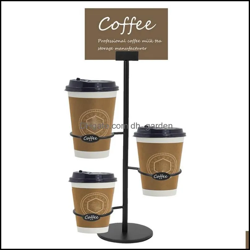 jewelry pouches bags iron paper cup rack useful coffee display storage container for milk tea shop brit22