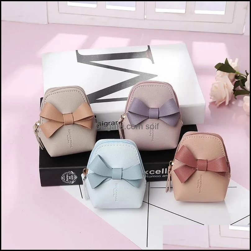 Zipper Purse Multi-functional Portable Coin Storage Bag Bowknot Preppy Style Jewelry Mini Change Purses Cute Girl 29 L2