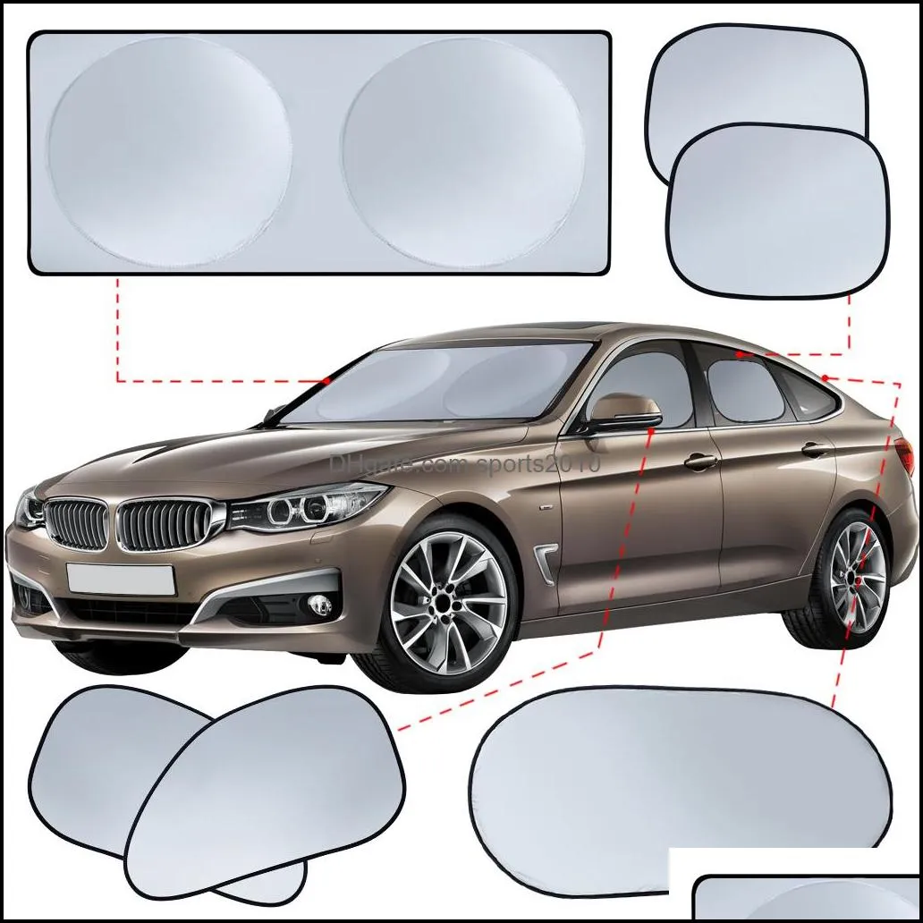 6pcs/set car sun shade screen full car front side rear window sunshade curtain windshield shades visor cover sun block