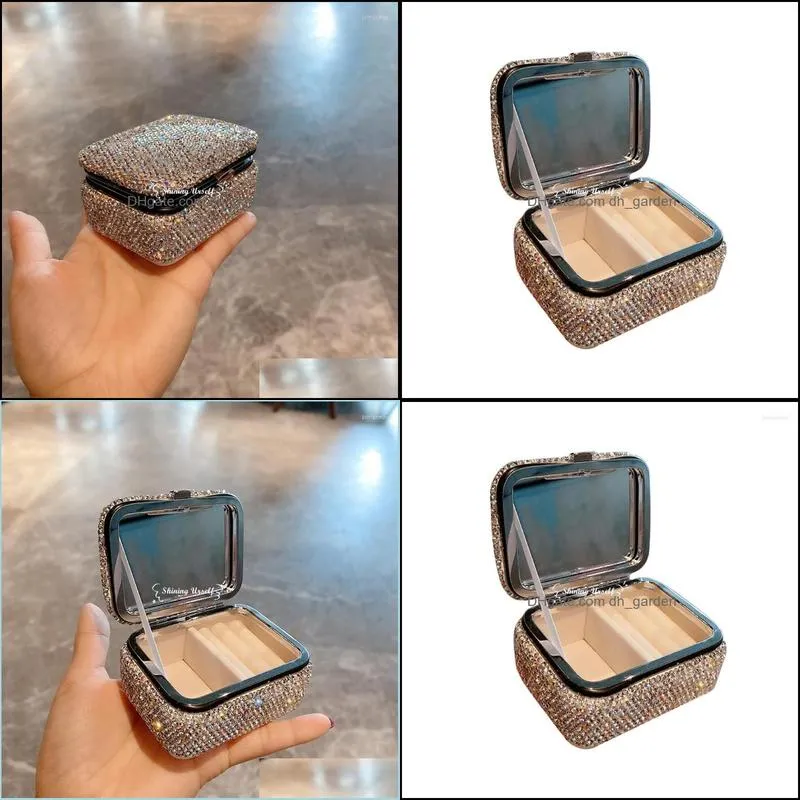 jewelry pouches stainless steel storage box for necklace earrings rings easy organization portable case with mirror