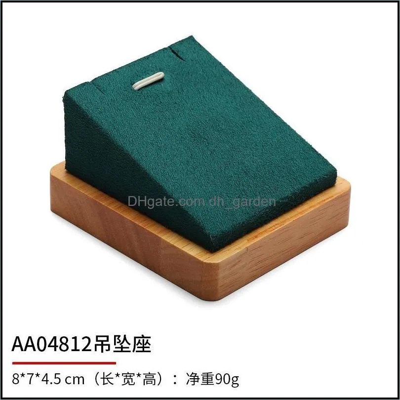 jewelry pouches bags fashion green display props pendant necklace rack solid wood ring earring base set combination brit22