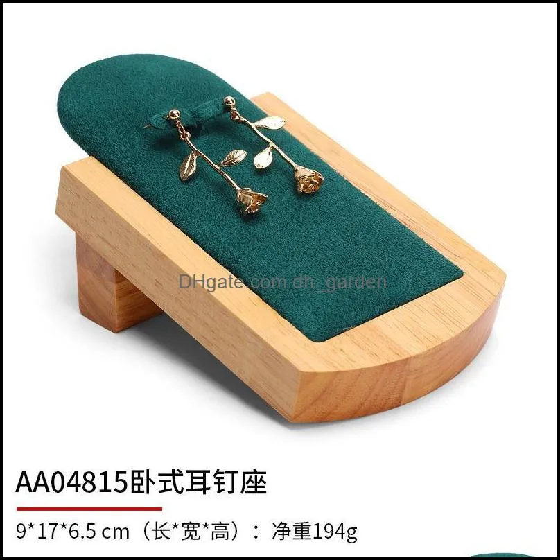 jewelry pouches bags fashion green display props pendant necklace rack solid wood ring earring base set combination brit22