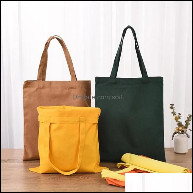 Canvas Casual Shoulder Bags Reusable Portable Hand Candy Gift Canva Bag Solid Color Large Capacity Storage 34*39cm 66 O2