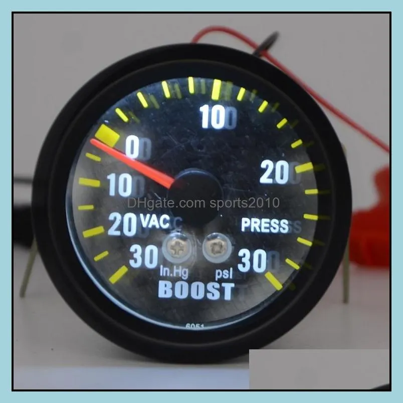 2 inch 52mm auto car turbo boost gauge analog carbon fibre face 3030 psi meter white background light