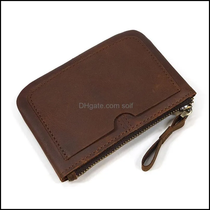 Retro Genuine Leather Purse Fashion Handbags Cowhide Rectangle Classic Coin Wallets Men Women Kid Key Cards Storage 19lf C2