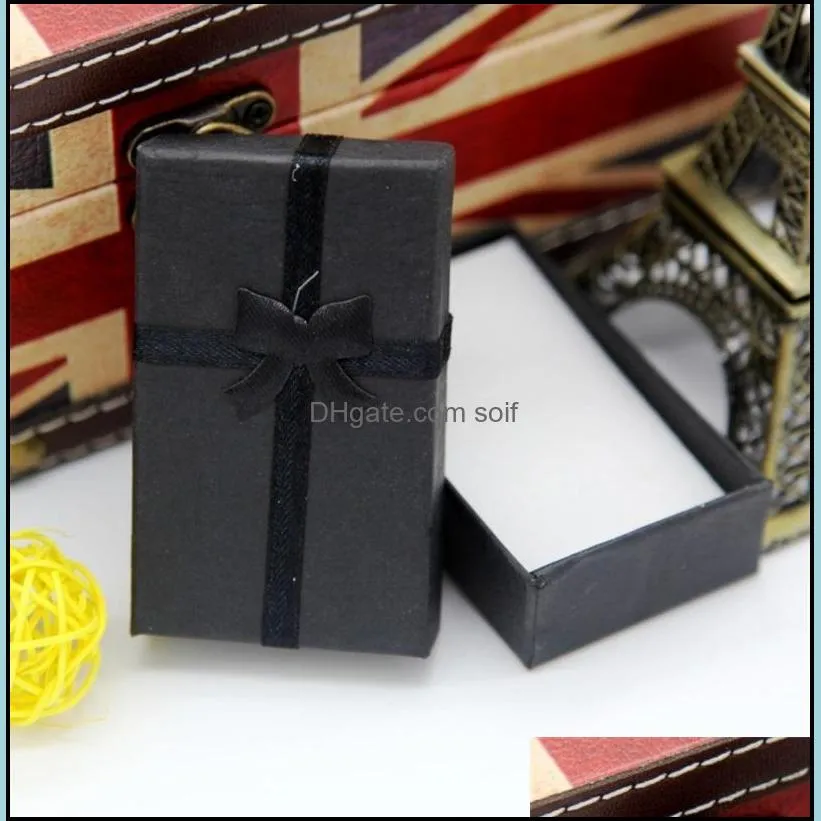 Bow Gift Box Multi Colour Necklace Pendants Earring Stud Organizer Jewelry Packing Paper Case