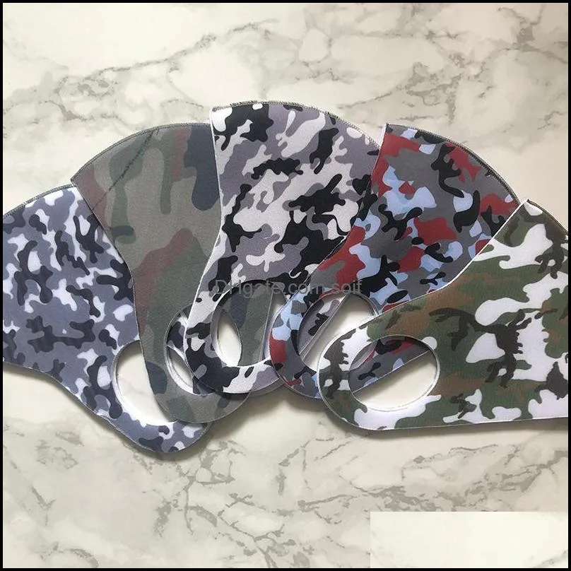 Disposable Washable Face Masks Camouflage Sponge Cloth Mascarilla Fashion Thin Breathable Camo Respirator Sports Man Women Adapt 1 6as