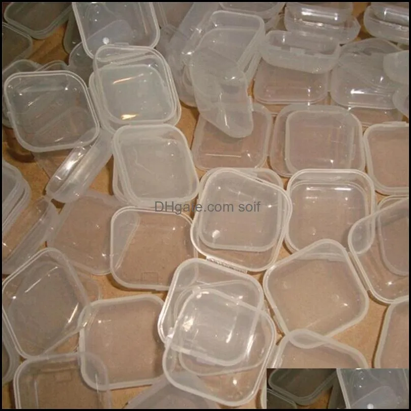 Mini Square Box Storage Containers Jewelry Earplugs Case Plastic Cordless With Lids Transparent Convenient