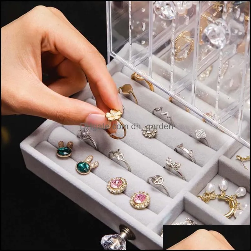 jewelry pouches bags portable velvet box earring holder rings necklace storage largespace tray showcase women gift brit22