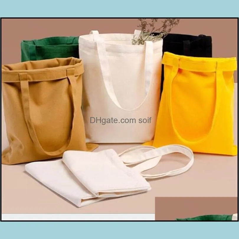 Canvas Casual Shoulder Bags Reusable Portable Hand Candy Gift Canva Bag Solid Color Large Capacity Storage 34*39cm 66 O2