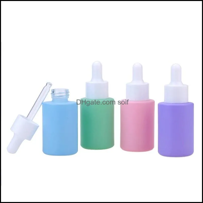 Macaron color glass dropper bottle for essential oil perfume 30ml 1oz fashion cosmetic containers portable refillable travel size