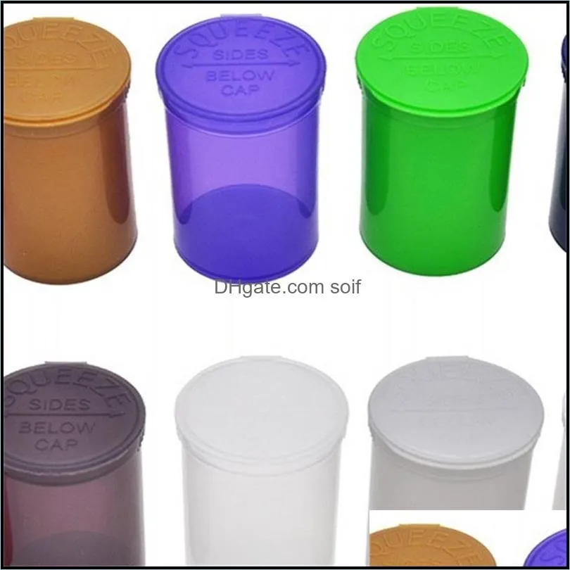 70x40mm Plastic Herb Box Airtight Container Storage Case Various Patterns Colors Organizer Cylindrical Shape