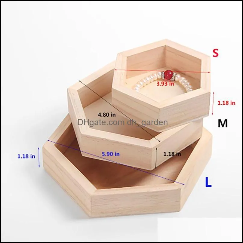 jewelry pouches bags wooden hexagonal accessories display tray necklace earring bracelet storage box ring pendant collection organizer