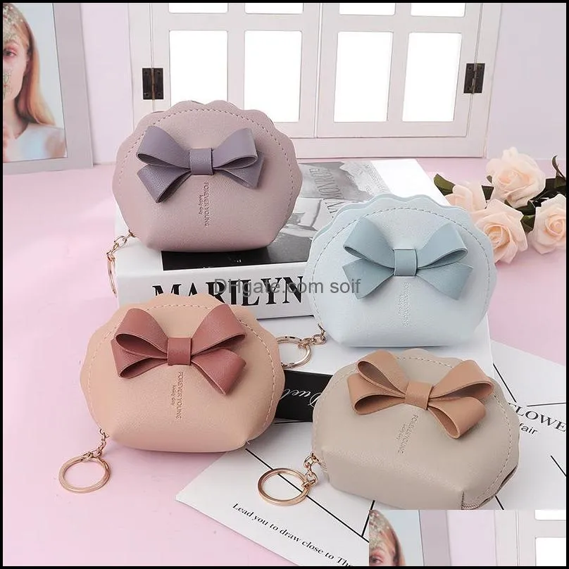 Zipper Purse Multi-functional Portable Coin Storage Bag Bowknot Preppy Style Jewelry Mini Change Purses Cute Girl 29 L2