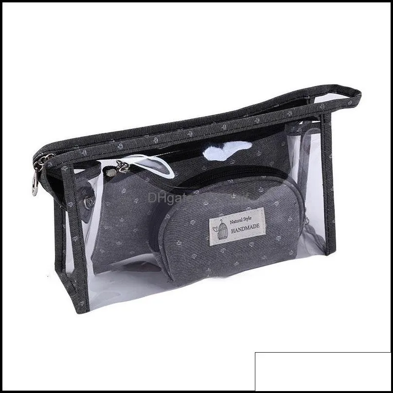 Woman Cosmetic Package PVC three-piece Transparent Waterproof Wash Bag Cosmetic Bags Travel Cosmetic Storage Bag 18 p2