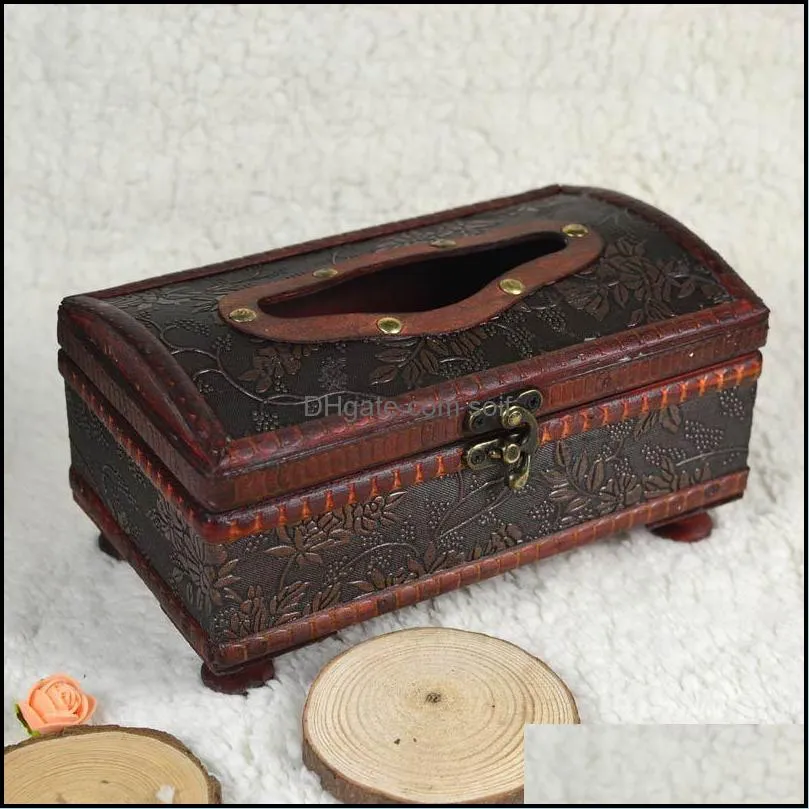 Handmade Old Wooden Tissue Boxes In Antique Style Retro Home Hotel Decor Storage Box