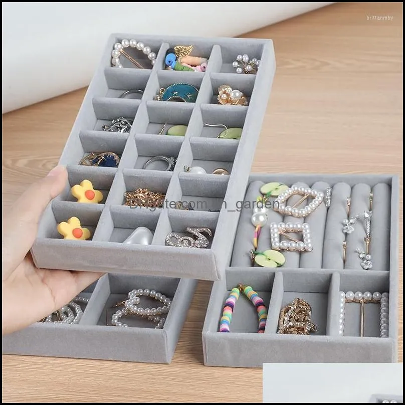 jewelry pouches portable velvet storage organizer box tray for earrings necklace rings holder case wholesale