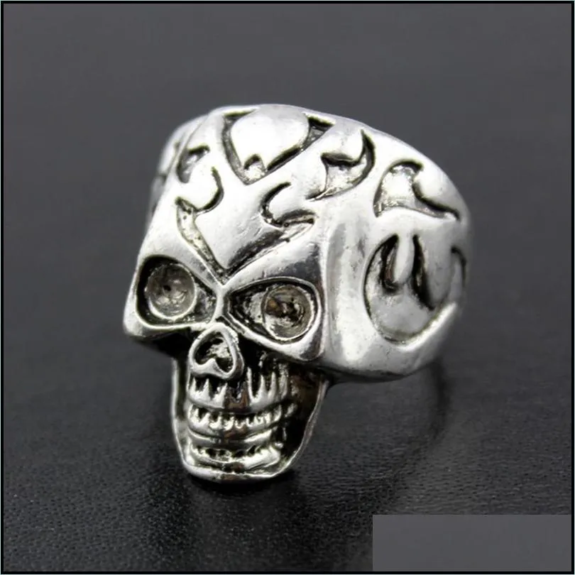  gothic skull carved big biker rings mens antisilver retro punk rings for men s fashion jewelry in bulk wholesale