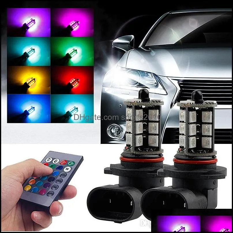 car led daytime running lights rgb fog lamps for auto 27smd colorful h11 with remote control flash strobe 16 models