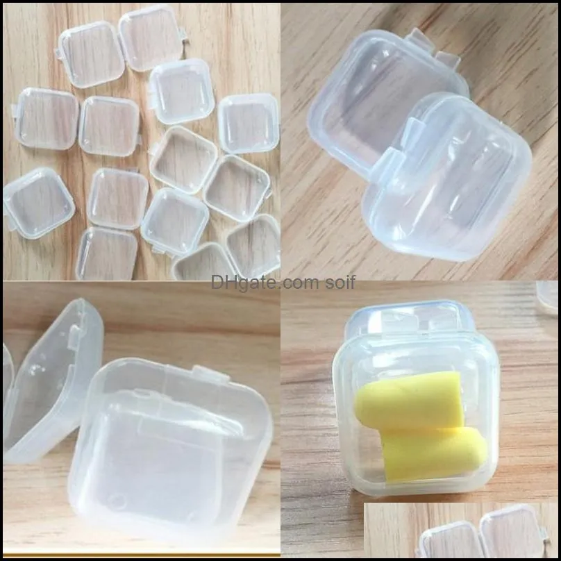 mixed sizes square empty mini clear plastic storage containers box case with lids small box jewelry earplugs storage box 231 g2