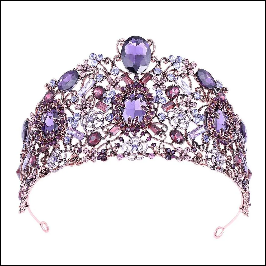 2021 new vintage baroque bridal tiaras accessories prom headwear stunning sheer crystals wedding tiaras and crowns 1914