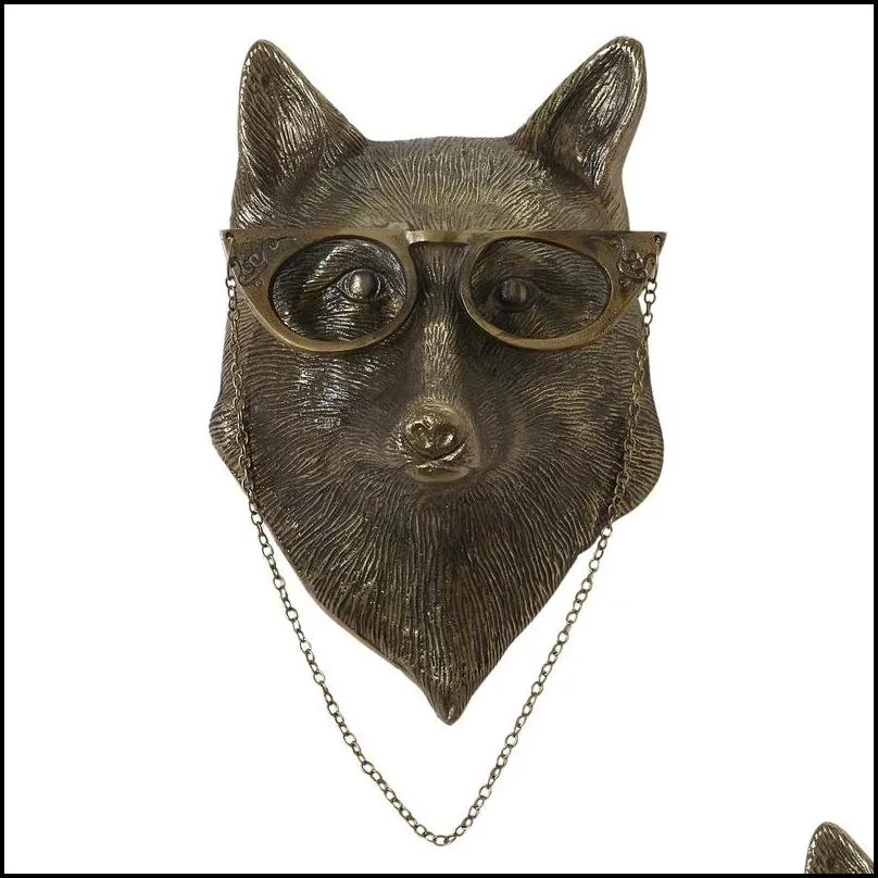 smoking pipe bronzed aluminum staute animal with glasses hanging wall mount bear louie little mouse frankie stag home decoration