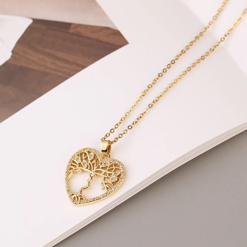 pendant necklaces lovely versatile tree of life necklace pendant colorful zircon wedding valentines day gift women jewelry gift