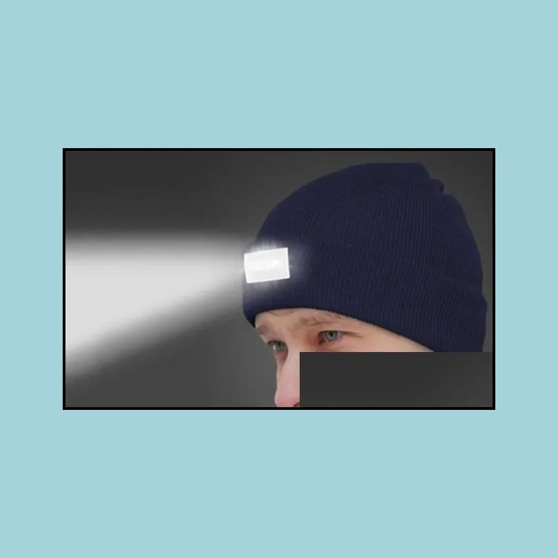 5 led beanies headlamp winter hands unisex lighted camping hat power stocking cap hat 10pcs/lot shipping