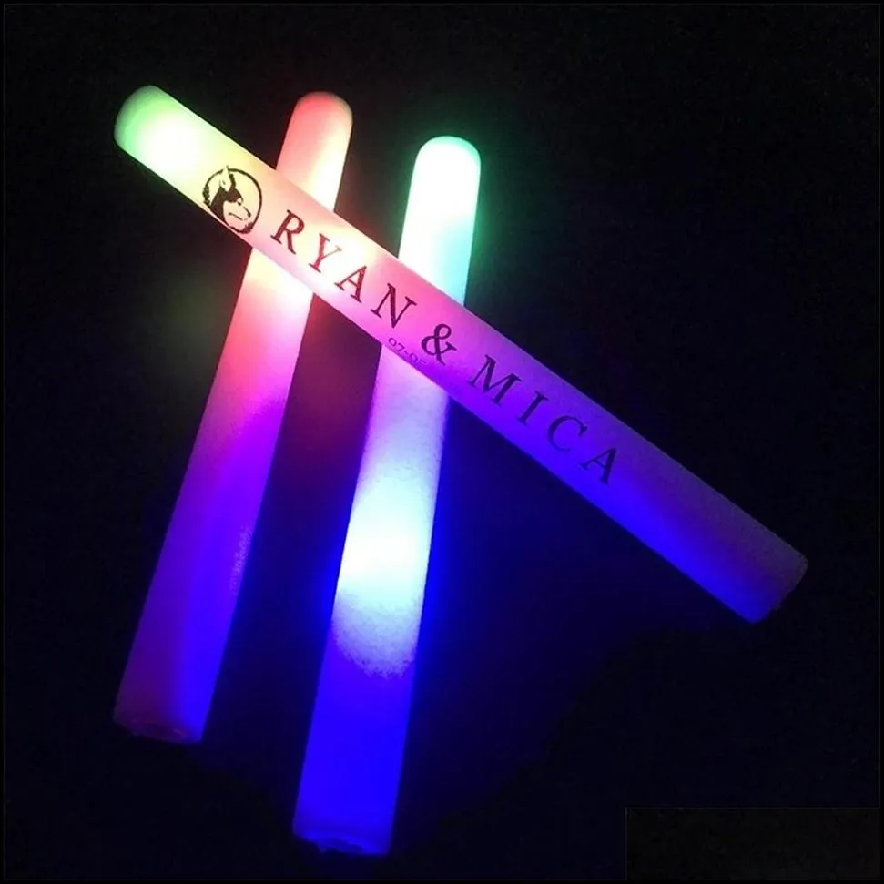 30pcs RGB LED Glow Sticks Lighting Foam Stick For Party Decoration Wedding Concert Birthday Customized Y201015336D