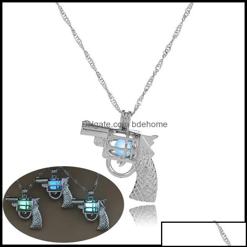 pendant necklaces pendants jewelry 3 colors/styles glow in the dark for women hollow mermaid owl gun skl key dragon pine cage locket