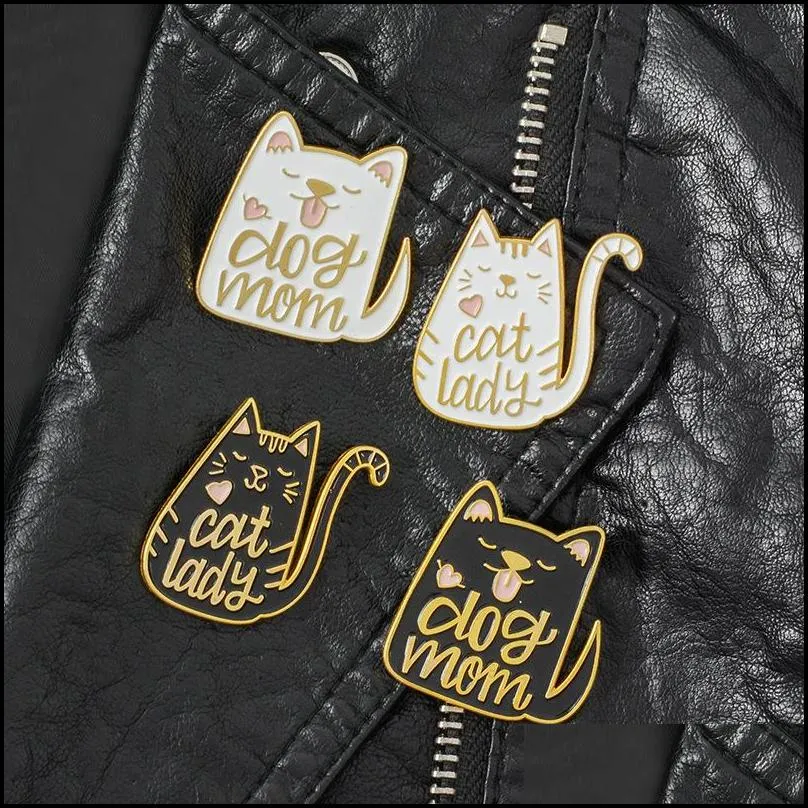 vintage punk style dog cat brooch lady metal kawaii enamel pin badge buttons brooch shirt denim jacket bag decorative brooches for women men