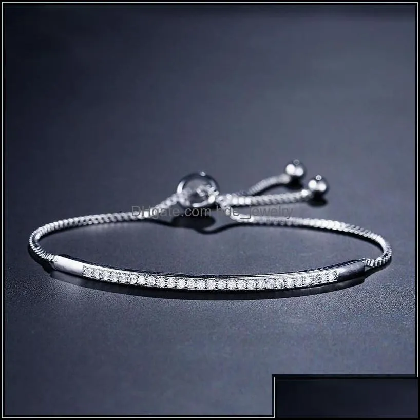 charm bracelets new fahion rose gold plated single row cubic zirconia charm bangle bracelets cz crystal bling adjustable c bdejewelry