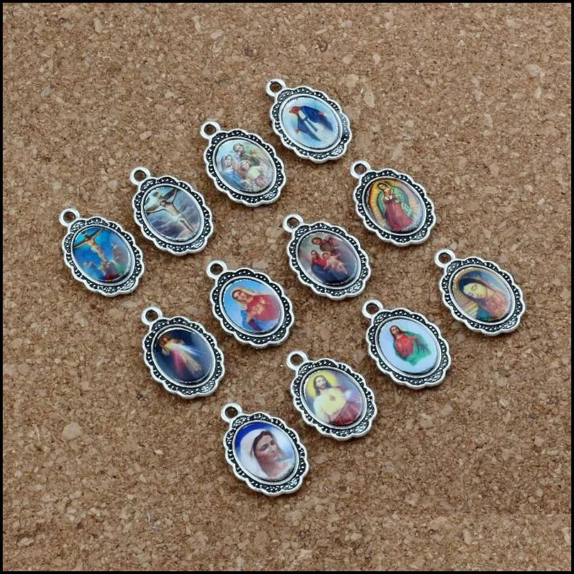 100pcs oval jesus christ icon cross alloy charms pendants for jewelry making earrings necklace diy accessories 12x 19mm a567