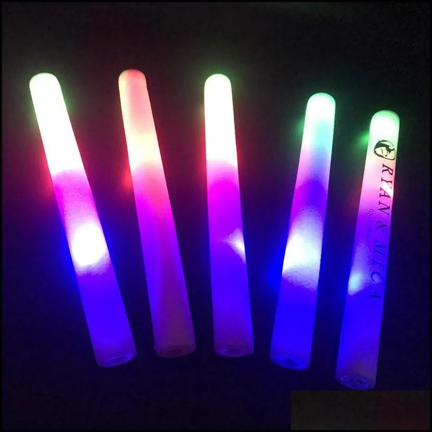 30pcs RGB LED Glow Sticks Lighting Foam Stick For Party Decoration Wedding Concert Birthday Customized Y201015336D