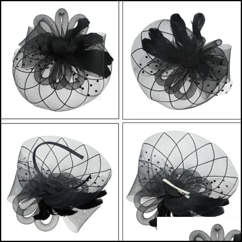 stingy brim hats welrog fascinators hat women flower mesh ribbons feathers fedoras headband or a clip cocktail party headwewar for