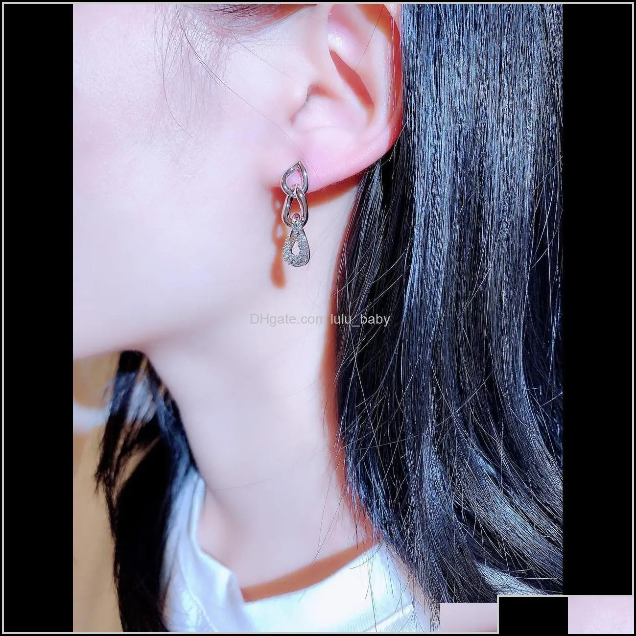 metal braided geometric trendy long earrings for woman girls super sparkling diamonds crystals fashion luxury designer gold vj6aq