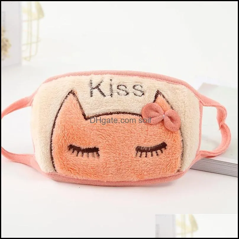 plush bowknot cat bear cartoon kiss dust face masks reusable mascarilla fashion mascherine washable adult kid cycling 2 78jt c2