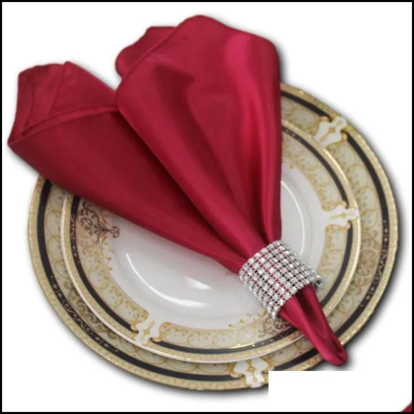 48cm table napkins cloth square satin fabric napkin pocket handkerchief for wedding birthday home party hotel