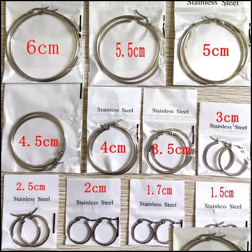 22pairs/lot gold silver mix classic circle hoop earrings for women stainless steel huggie earring wedding jewelry party gift sizes assorted