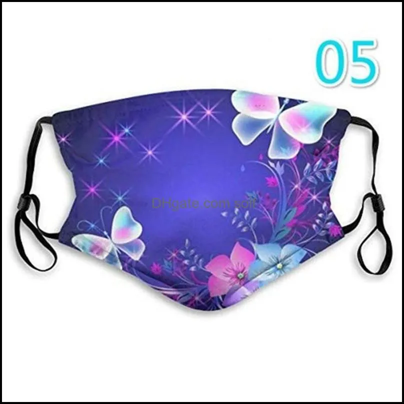 digital printing butterfly mask washable breathable face mask outdoor sport windproof dustproof cycling masks designer mas