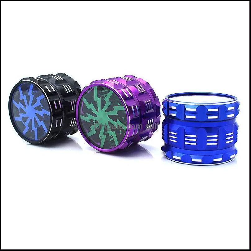 2 5inch 63x46mm large dry herb grinders smoking accessories 4 piece layers hard top sharp metal grinder aluminium alloy cigarette crusher